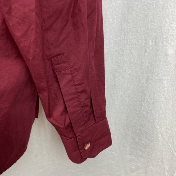 Anthropologie Red Embroidered Floral Button Front Long Sleeve Top by Maeve 6 - Picture 5 of 9